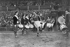 York City captain Ernest Phillips leads his team out for the 1955 FA Cup semi-final